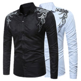 2018 New Autumn Fashion Brand Men Clothes Slim Fit Male Long Sleeve Shirt Print Casual Dress Men Shirts Social Plus Size M-3XL