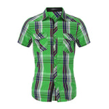 2018 New Arrival Mens Plaid Shirt Summer Brand Fashion Shirts Casual Turn Down Collar Slim Fit Shirts  Plus Size S-X