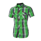 2018 New Arrival Mens Plaid Shirt Summer Brand Fashion Shirts Casual Turn Down Collar Slim Fit Shirts  Plus Size S-X