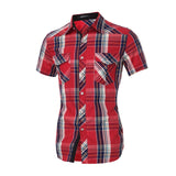 2018 New Arrival Mens Plaid Shirt Summer Brand Fashion Shirts Casual Turn Down Collar Slim Fit Shirts  Plus Size S-X