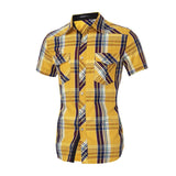 2018 New Arrival Mens Plaid Shirt Summer Brand Fashion Shirts Casual Turn Down Collar Slim Fit Shirts  Plus Size S-X