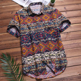2018 Summer Floral Shirts Men Camisa Casual Shirts Short Sleeve Hawaiian Boho Cotton Fashion Mens Shirts Women Chemise Unsiex
